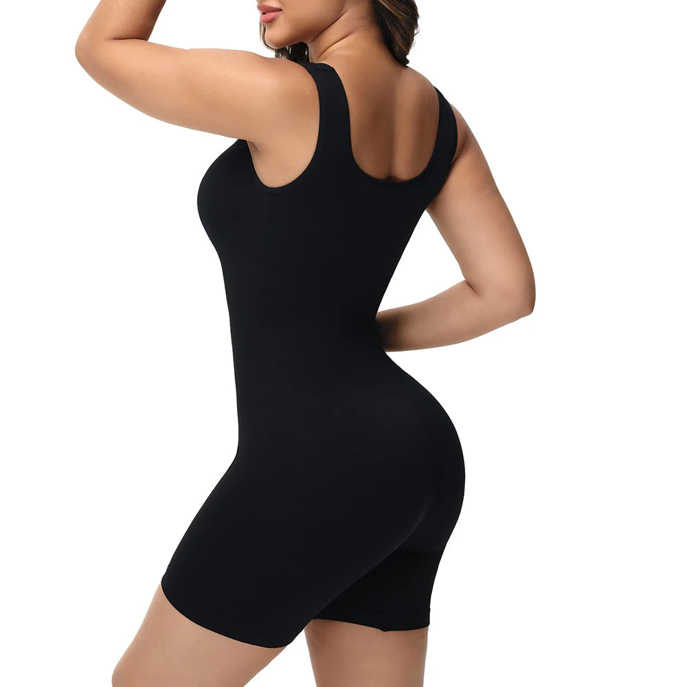 Wide Strap Bodysuit Shapewear for Women in Black/Nude