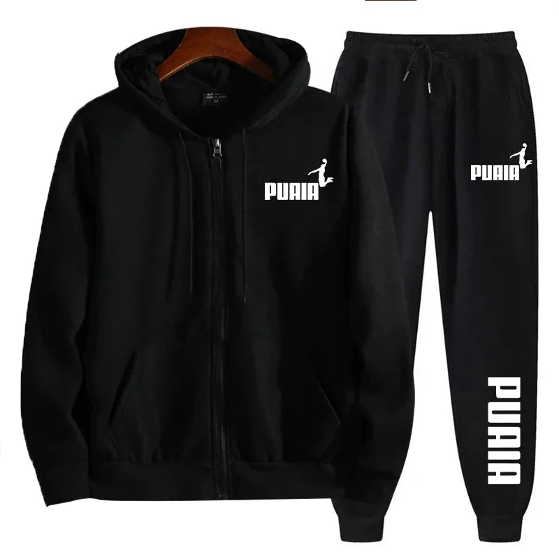 Men's Printed Hooded Sweatshirt and Pants Set
