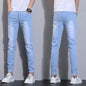 Mens Slim Fit Denim Pencil Pants Black White Stretch Jeans