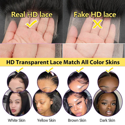 Bone Straight Lace Front Wig 30 40 Inch Human Hair