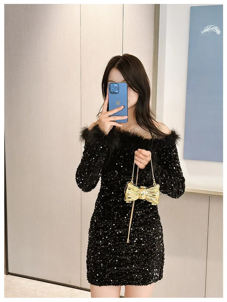 Golden Acrylic Round Clutch Purse for Parties