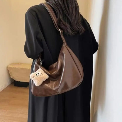 Trendy PU Leather Slouchy Shoulder Bag for Women