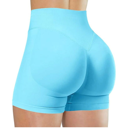 High Waisted Yoga Shorts for Women Nylon Elastane Solid