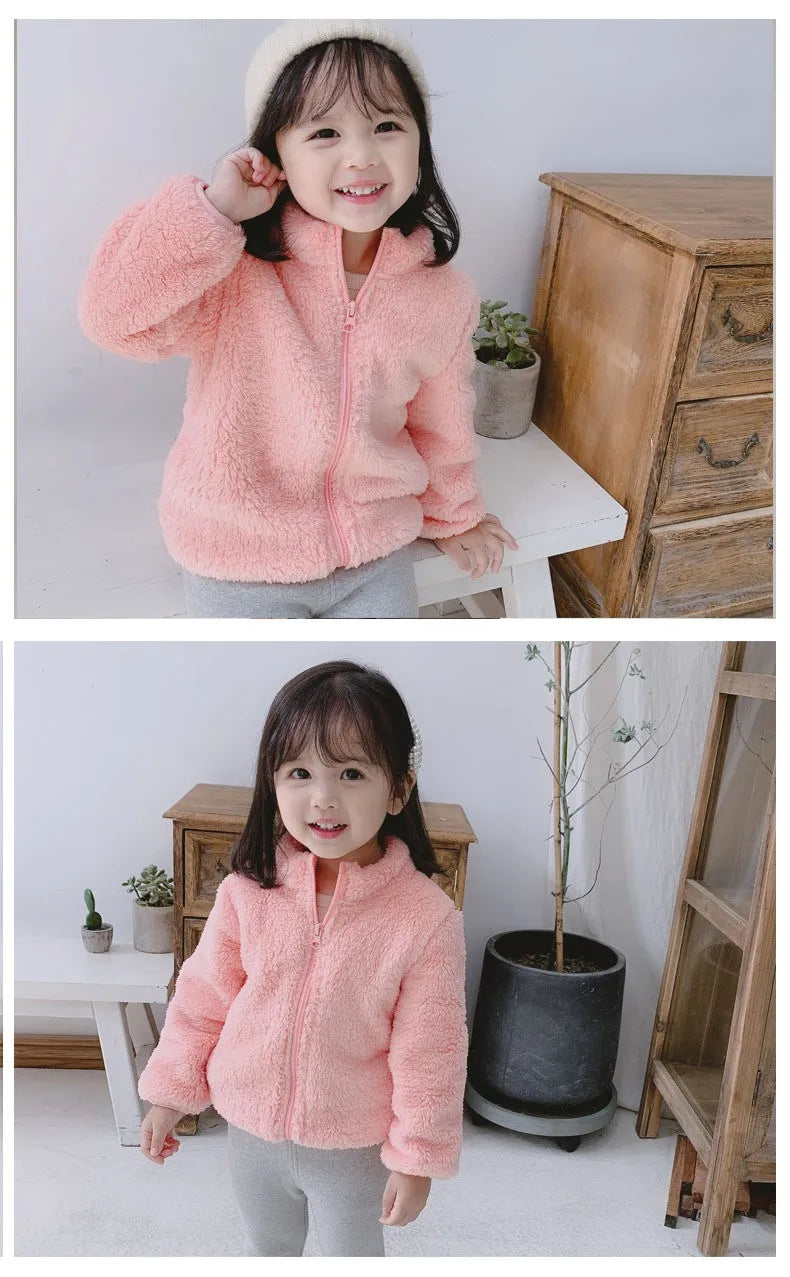Plush Coat for Children in Solid Color