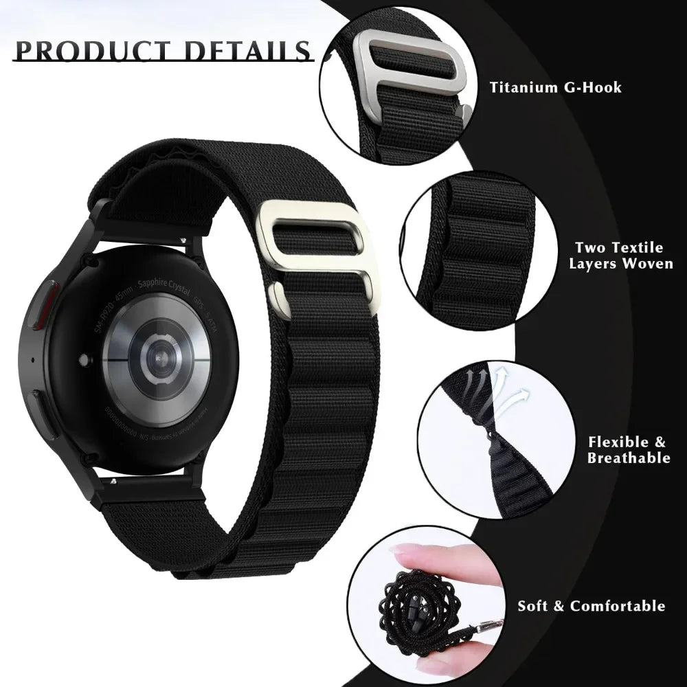 Nylon Sport Loop Band for Galaxy Watch 40mm 44mm