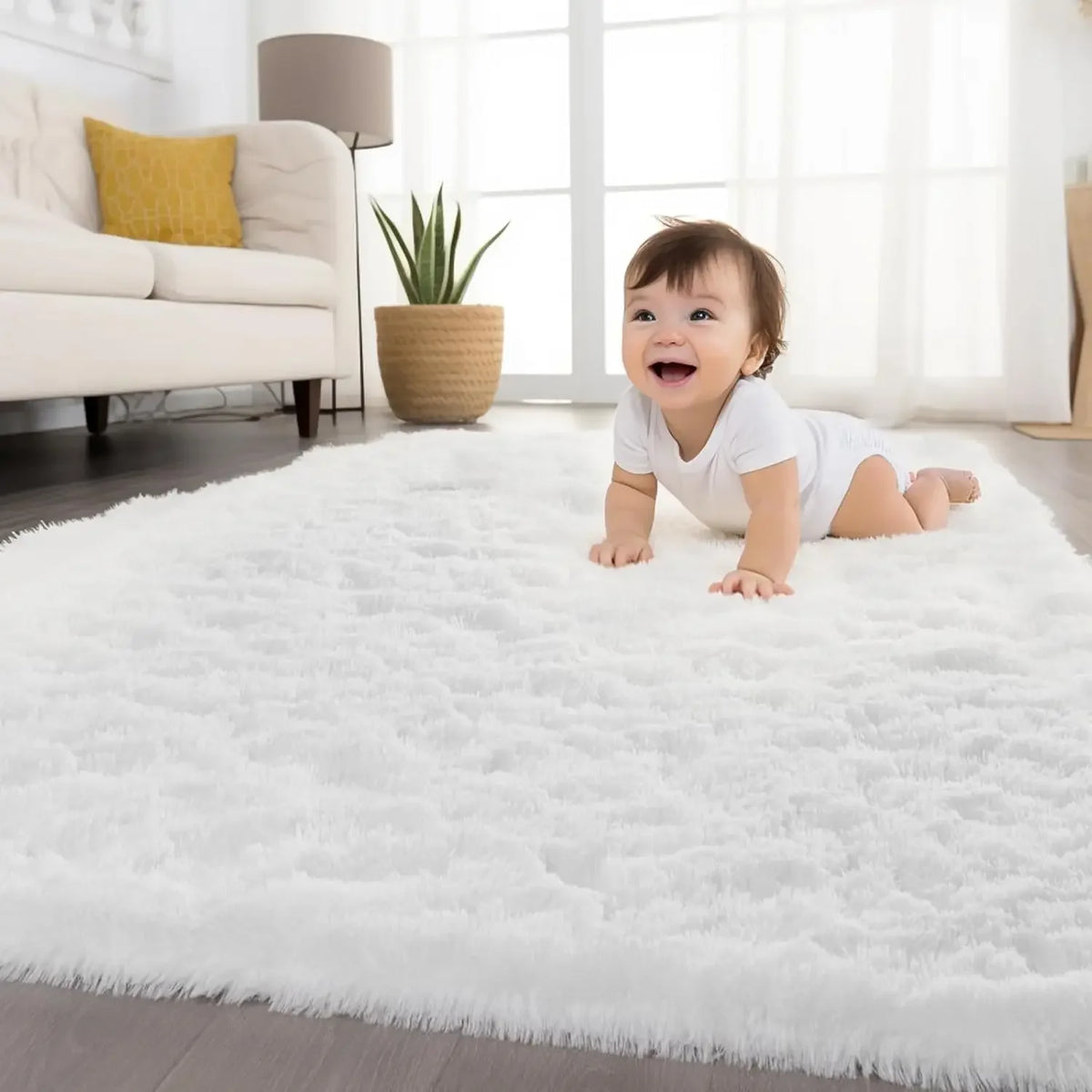 VIKAMA Pink Polyester Bedroom Carpet - Soft Plush Rug
