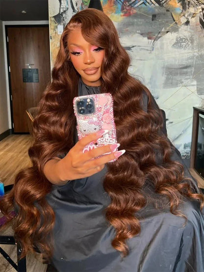 Body Wave Chocolate Brown Lace Front Wig Human Hair