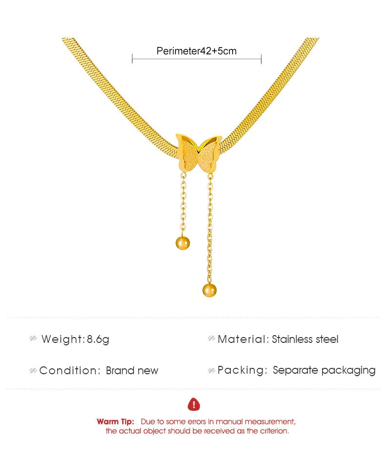 Stainless Steel Butterfly Choker Necklace for Women