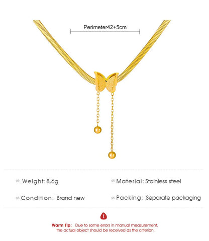 Stainless Steel Butterfly Choker Necklace for Women