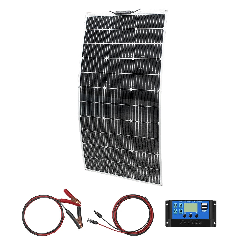 ASUNERGE 12V Flexible Monocrystalline Solar Panel 100W