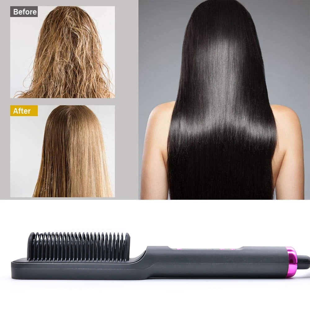 Electric Hot Comb Straight Hair Straightener Brush
