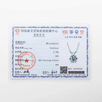 D Color Moissanite Diamond Pendant Necklace 18K Gold Plated