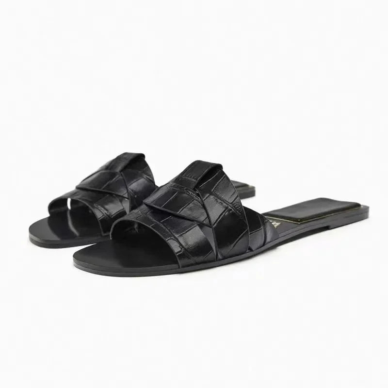 Summer Women's Solid Color Slippers with Buckle