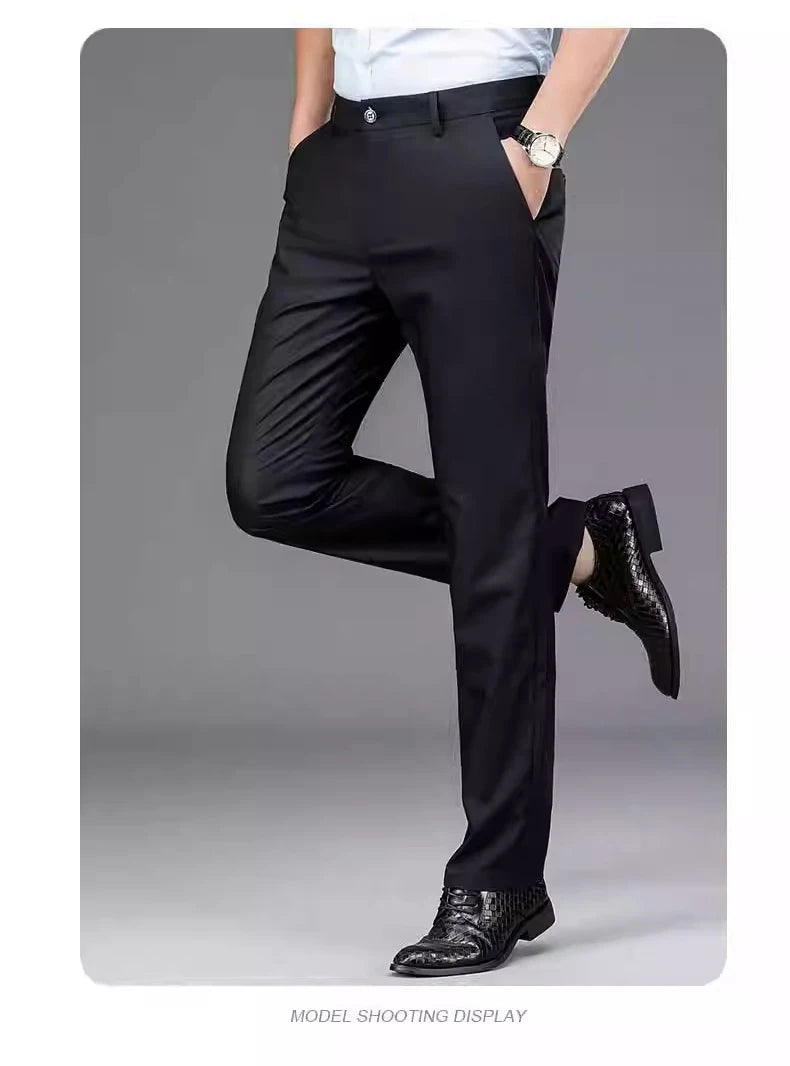 Men's Smart Casual Stretchy Fast Dry Trousers Black Navy