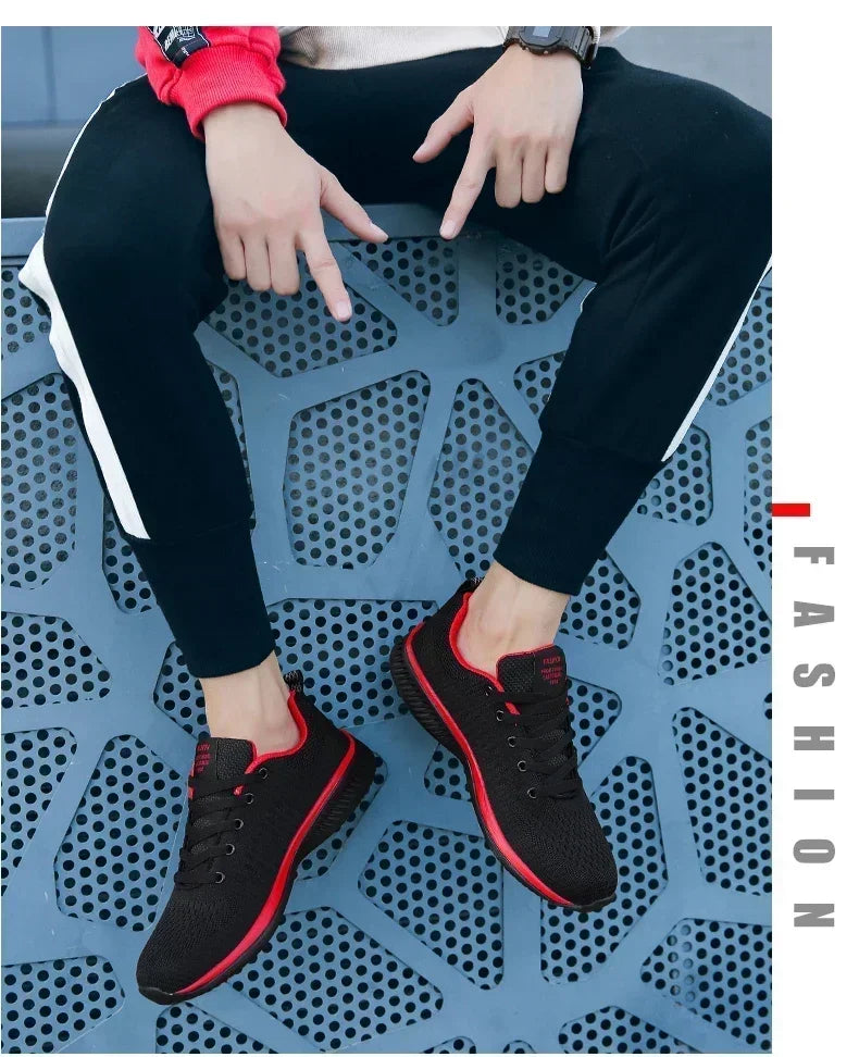 Men's Breathable Knit Running Sneakers Outdoor Gym Shoes