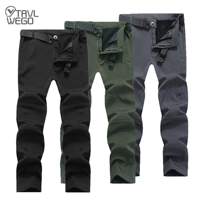 Men's Winter Soft Shell Hiking Pants with Fleece Lining