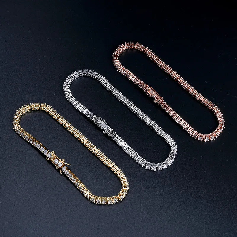 Moissanite Tennis Bracelet 2-6.5mm Rose Gold Silver