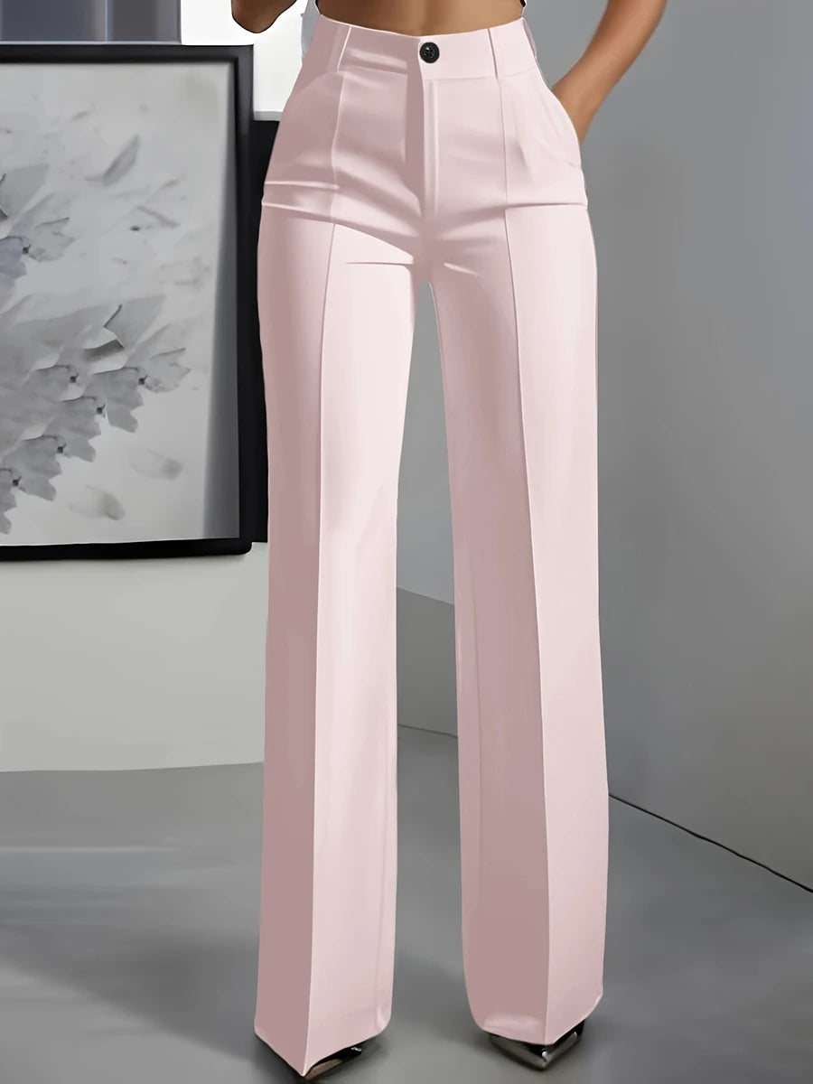 Women High Waisted Wide Leg Black Trousers