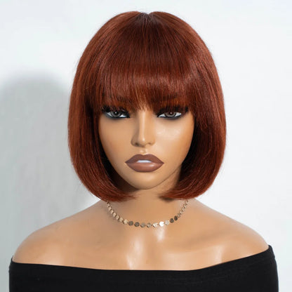 Straight Brazilian Human Hair Bob Wig With Bangs