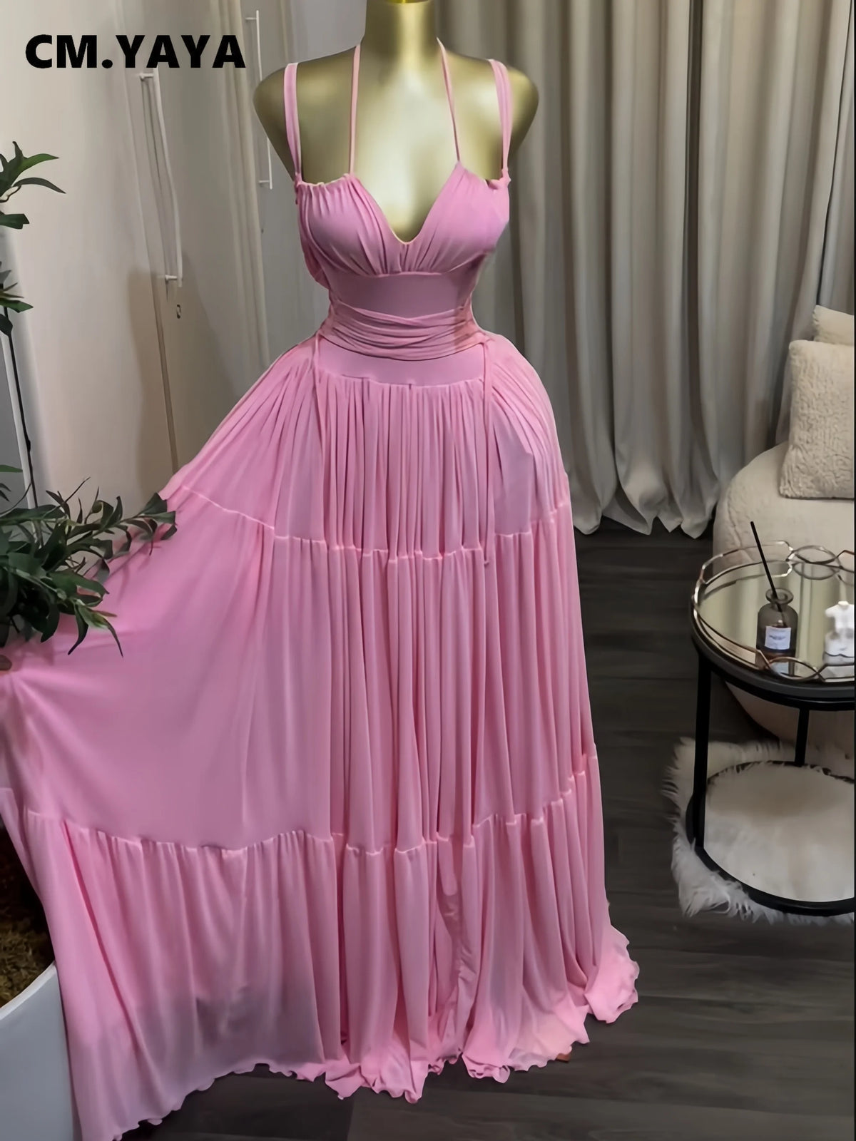 Summer Women Halter Maxi Dress Slim Polyester Beach Party