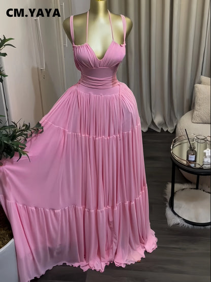 Summer Women Halter Maxi Dress Slim Polyester Beach Party
