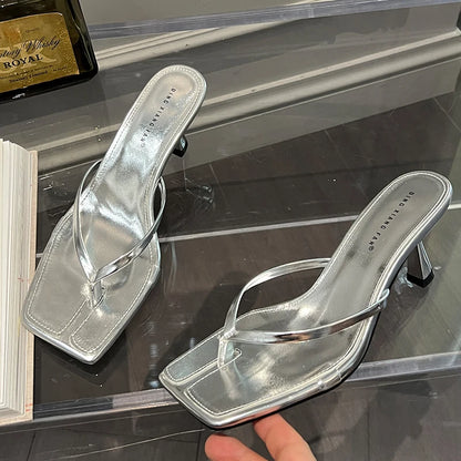 Women's Summer High Heel Flip Flops Sandals