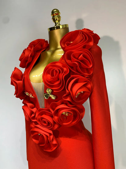 3D Flower Sleeveless Bodycon Bandage Dress Women