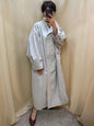 Khaki Long Color-block Stripe Trench Coat for Women