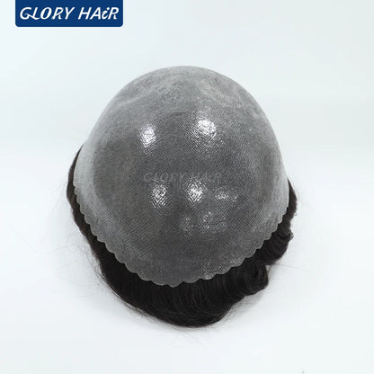 Double Knotted Toupee 130% Density Indian Hair 5 Inch