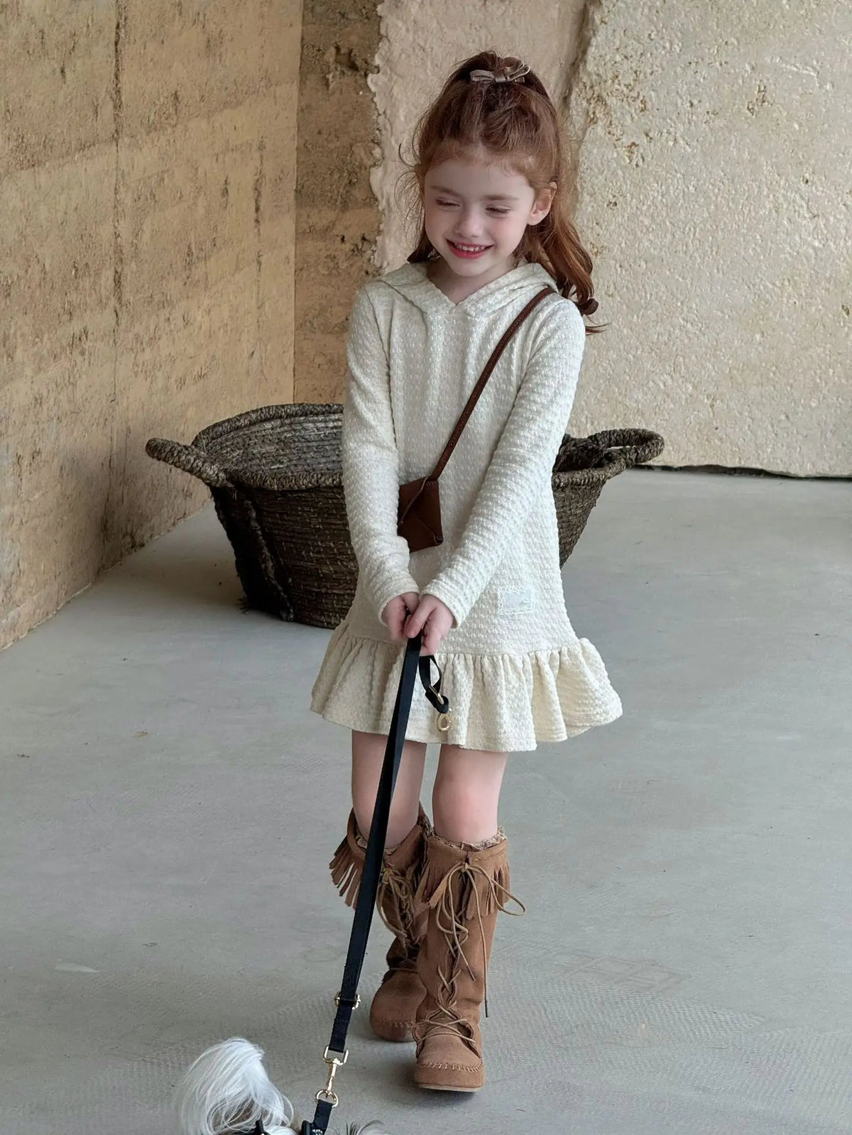 Hooded Knitted Lace Dress for Girls