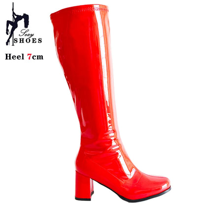 7cm Square Heel Knee-High Gogo Boots for Women