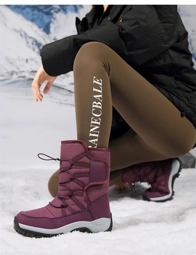 Men's Winter Ankle Boots Waterproof Plush Hiking Shoes