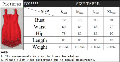 Women Sleeveless Bandage Dress with Beading and Tassels