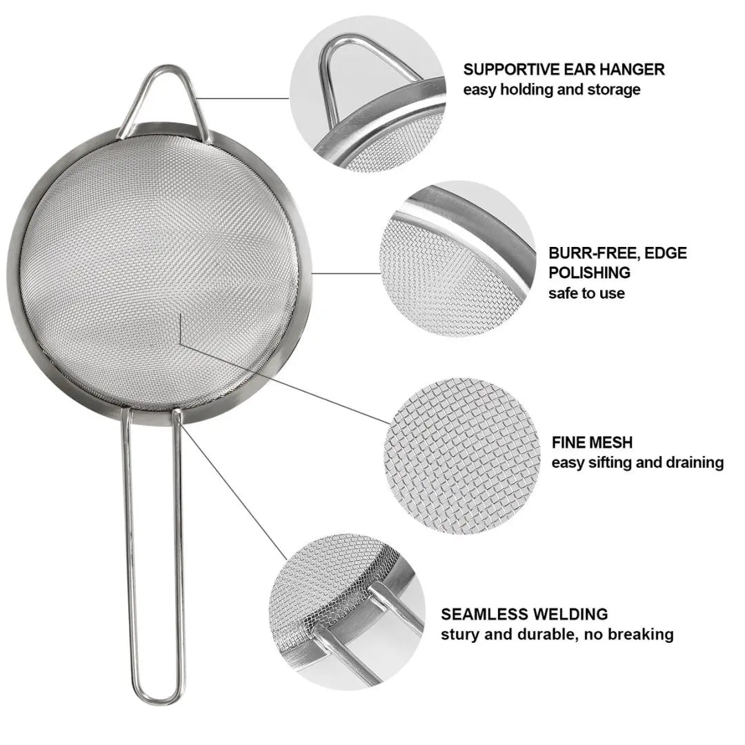 Stainless Steel Fine Mesh Strainer Set with Handle