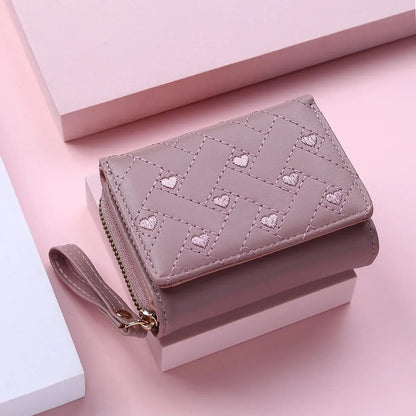 Women's Embroidered PVC Zipper Wallet with Large Capacity