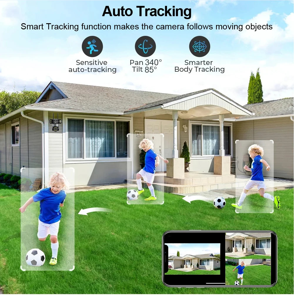 10K 20MP Outdoor WiFi PTZ Security Camera with 360° Zoom