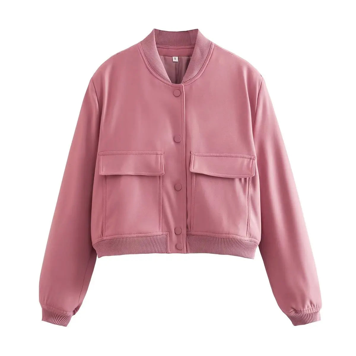 Willshela Women Solid V-Neck Bomber Jacket