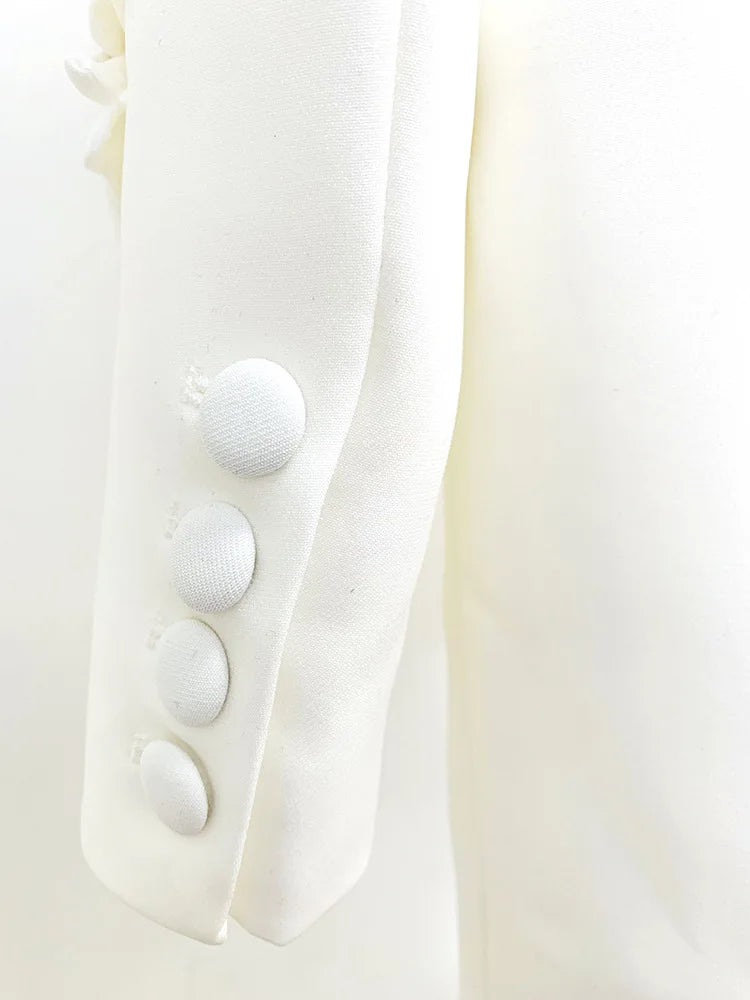 Women's Double Breasted Long Blazer with Appliques