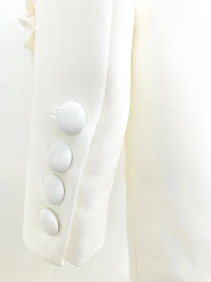 Women's Double Breasted Long Blazer with Appliques