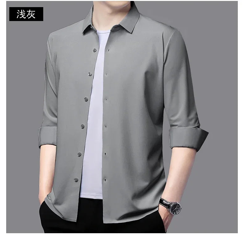 Men's Ultra-Stretch Slim-Fit Long Sleeve Shirt