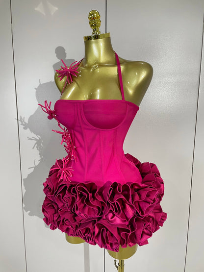 Women Red Black Bandage Two Piece Cocktail Gown
