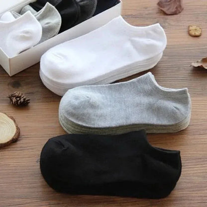 Unisex Ankle Socks Cotton Breathable Sports Black White Gray