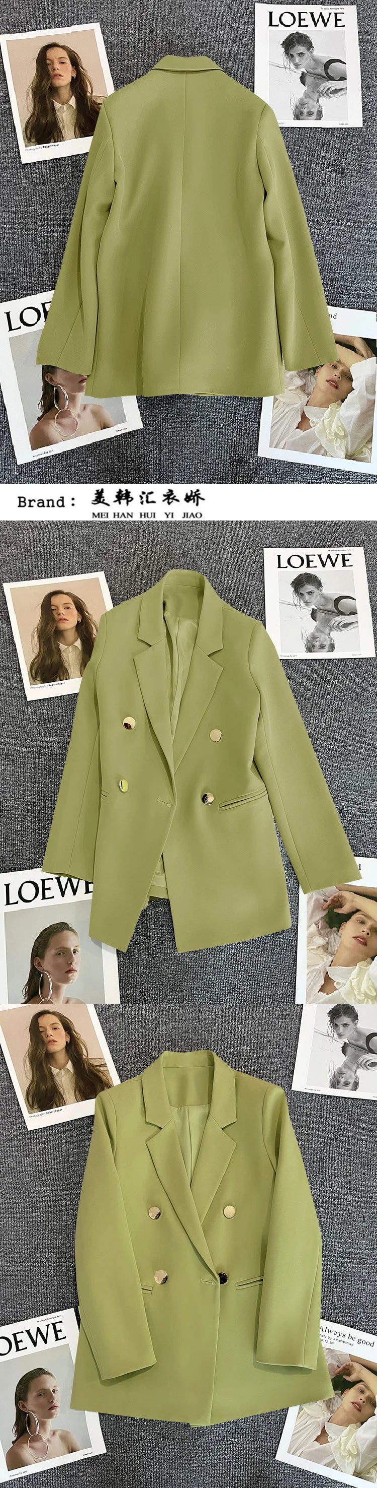 Candy Color Slim Blazer with Notched Collar and Metal Buttons