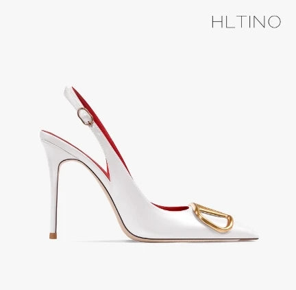Black Slingback Sandals for Women with High Heels