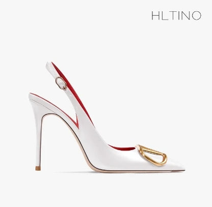 Black Slingback Sandals for Women with High Heels