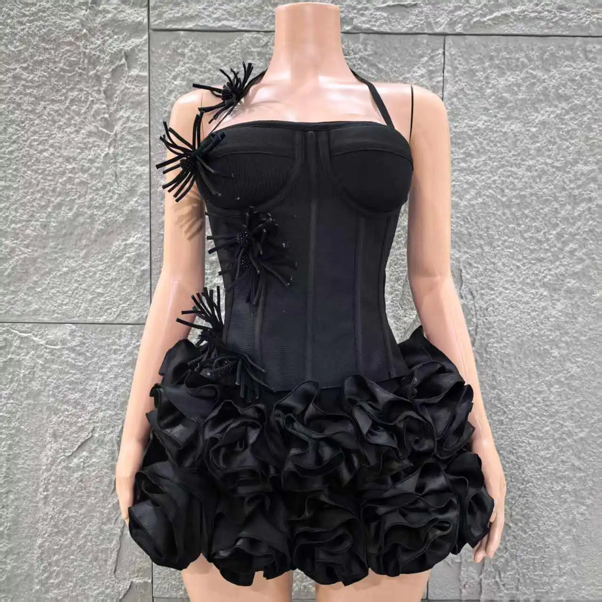 Black Strapless Bodycon Mini Dress for Women
