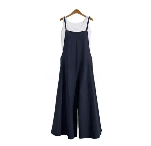 Women’s Cotton Linen Wide Leg Jumpsuit 5XL