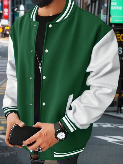 Men's Black And White Varsity Baseball Jacket