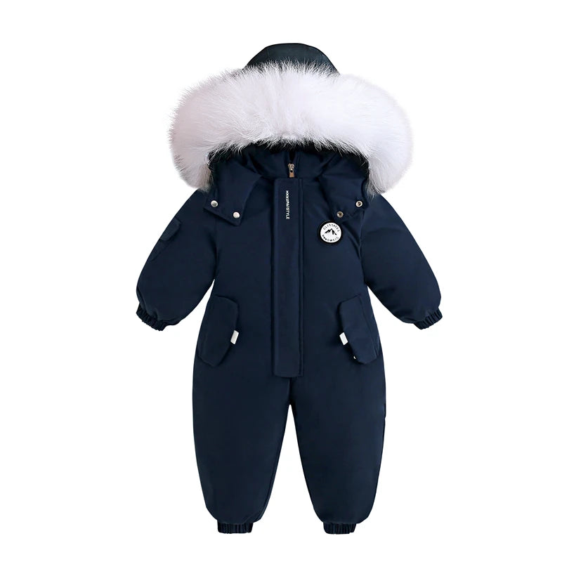 Winter Baby Ski Suit Plus Velvet Jumpsuit Waterproof
