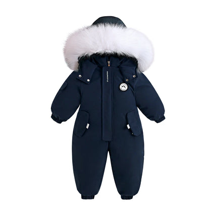 Winter Baby Ski Suit Plus Velvet Jumpsuit Waterproof